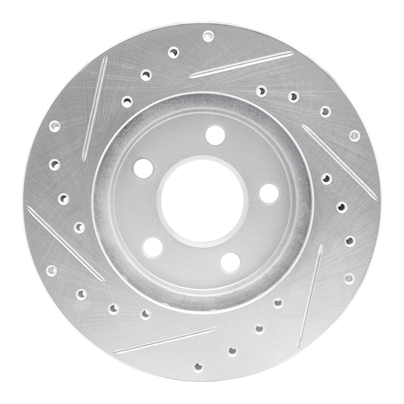 Chrysler Voyager Brake Rotor (1) - Front Right - R1 Concepts - Drilled & Slotted - Silver - `96-`00